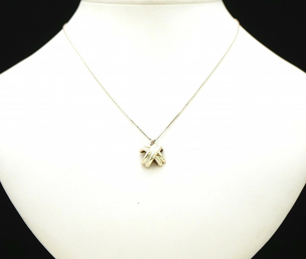 TIFFANYCo Tiffany Signature Cross Stitch Necklace Pendant Silver